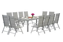 Salon de jardin Garden Point en aluminium gris clair avec grande table Polywood Verona pour 12 personnes