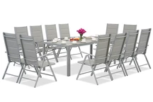 Salon de jardin Garden Point en aluminium gris clair avec grande table Polywood Verona pour 12 personnes
