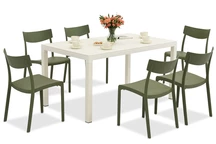 Salon de jardin King/Provence blanc et vert pour 6 personnes Bica
