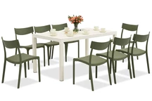 Salon de jardin King/Provence blanc et vert pour 8 personnes Bica