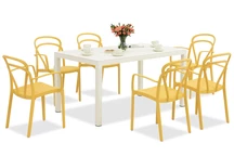Salon de jardin King/Vague blanc et orange pour 6 personnes Bica