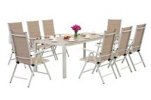 Salon de jardin en aluminium avec grande table Polywood Verona pour 8 personnes Garden Point beige