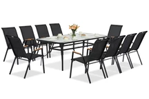 Salon de jardin en métal Modena/Bitonto pour 10 personnes avec grande table Garden Point noir