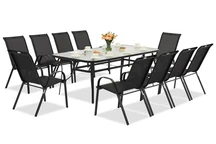 Salon de jardin en métal Modena pour 10 personnes avec grande table Garden Point noir