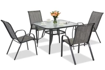 Salon de jardin en métal Modena pour 4 personnes avec table carrée Garden Point gris