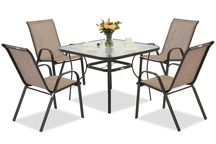 Salon de jardin en métal Modena pour 4 personnes avec table carrée Garden Point marron