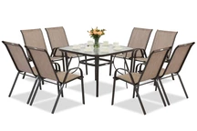 Salon de jardin en métal brun Modena pour 8 personnes avec table carrée Garden Point