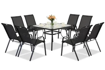 Salon de jardin en métal noir Modena pour 8 personnes avec table carrée Garden Point
