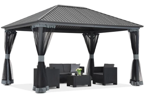 Sardinia 3x3 gazebo en métal avec rideaux Garden Point anthracite