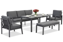 Zakintos Apetito 5 set aluminium avec banc anthracite Garden Point