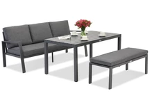 Zakintos Apetito Comfort 3 set aluminium avec banc anthracite Garden Point