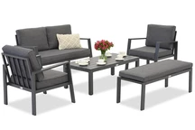 Zakintos Coffee 4 aluminium set with bench anthracite Garden Point