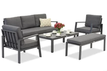 Zakintos Coffee 5 aluminium set with bench anthracite Garden Point