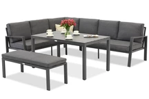 Zakintos Comida 5 fauteuils d'angle avec banc anthracite Garden Point