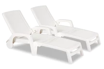 Lot de deux chaises longues Bahama Bica en technorattan blanc