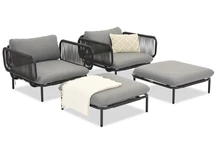 Ensemble fauteuil et pouf Garden Point anthracite Perez