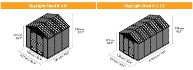 Module d'extension de remise à outils Palram SkyLight 8x4 gris