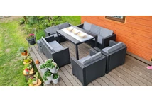 Canapé 3 places en rotin technique Colorado Anthracite Bica