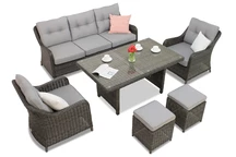 Meubles de jardin Toledo Apetito 5 anthracite avec 2 poufs Garden Point
