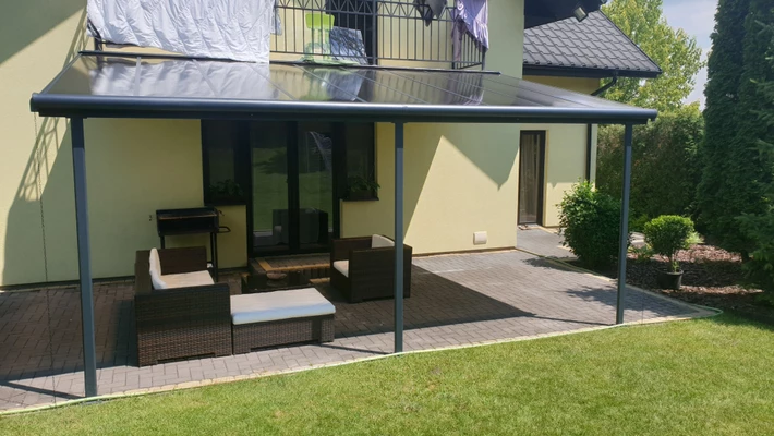 Auvent de terrasse en aluminium Sierra Palram - Canopia 3 x 5,46 m anthracite Heat Block
