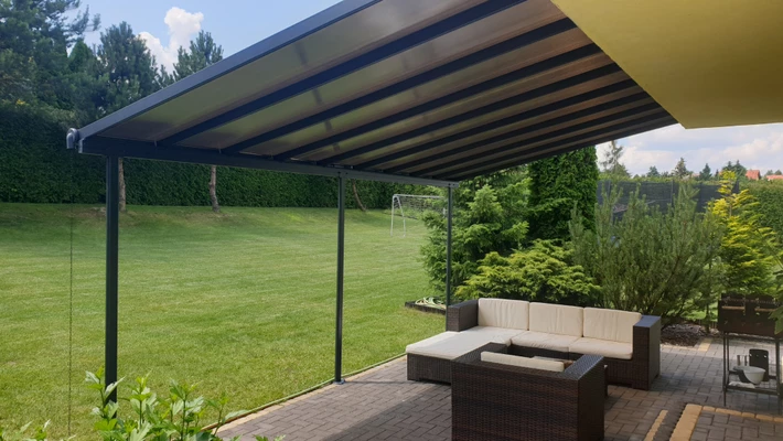 Auvent de terrasse en aluminium Sierra Palram - Canopia 3 x 5,46 m anthracite Heat Block