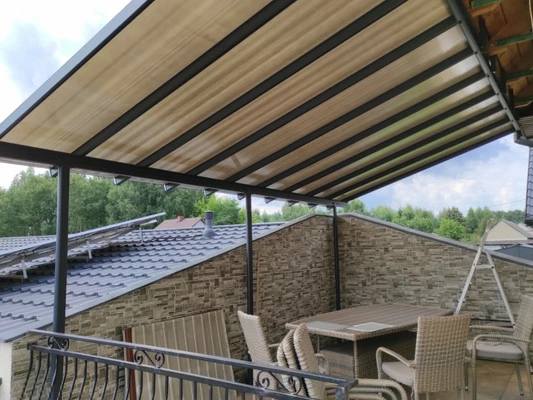 Auvent de terrasse en aluminium Sierra Palram - Canopia 3 x 5,46 m anthracite Heat Block
