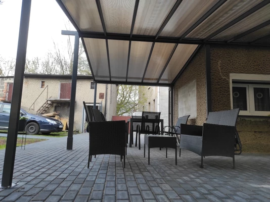 Auvent de terrasse en aluminium Sierra Palram - Canopia 3 x 5,46 m anthracite Heat Block